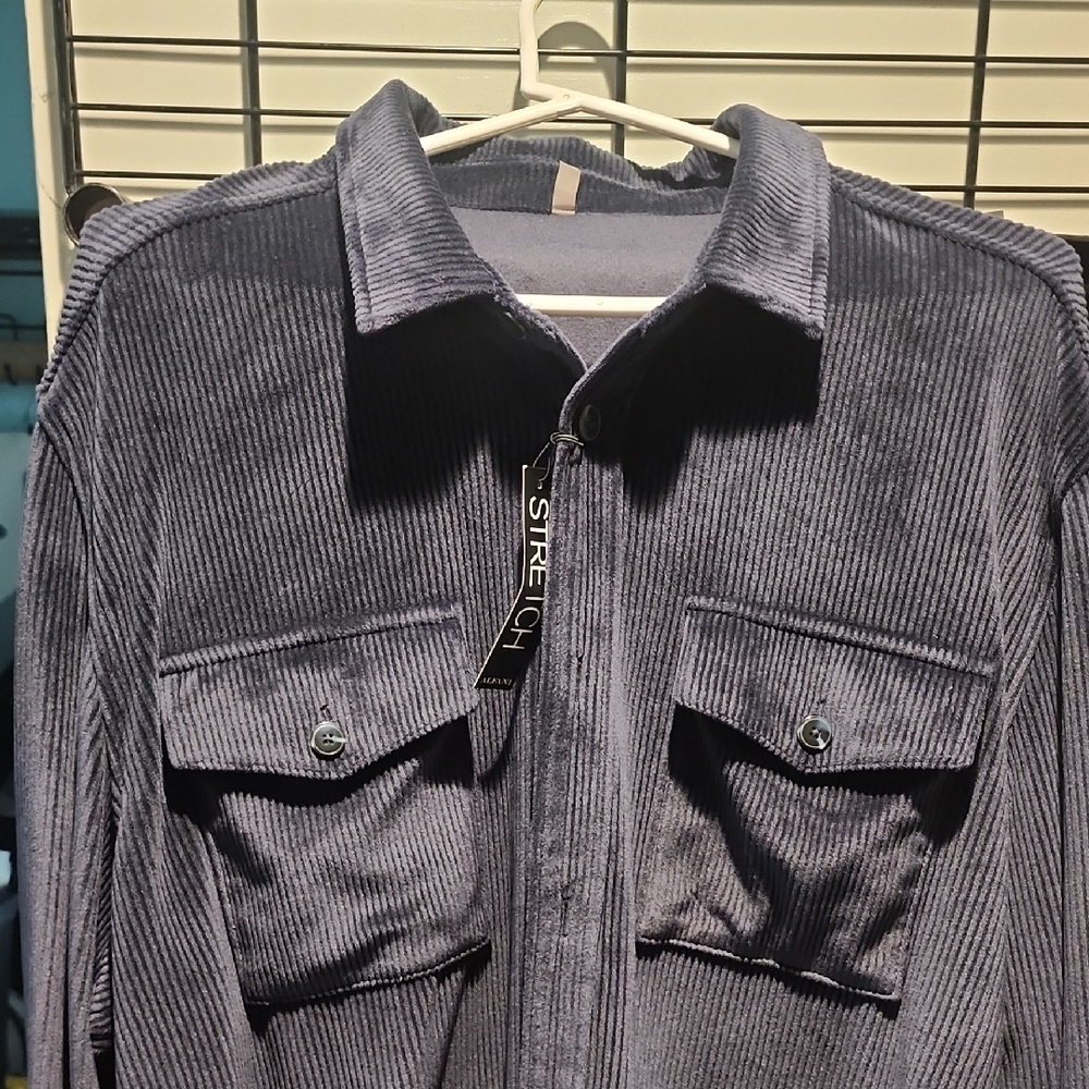 Alfani Men's Corduroy Button Down Shirt - Navy